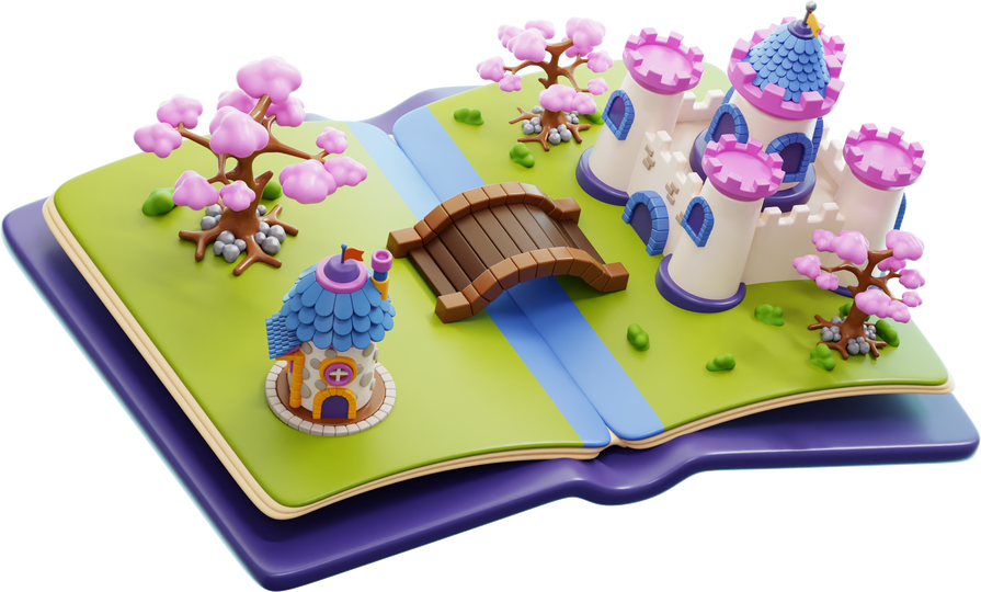 Fairytale Story Book 3D Illustration